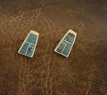 Load image into Gallery viewer, Inlay - #8 turquoise earrings on post