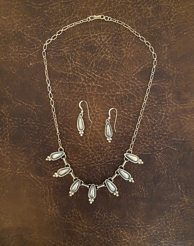 Necklace - All silver necklace with earrings set